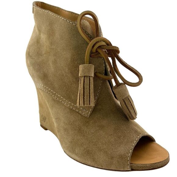 New Dsquared2 Women Shoes US 9 Booties Suede Leather Peep Toe Wedge Heel Lace-Up - Picture 11 of 17